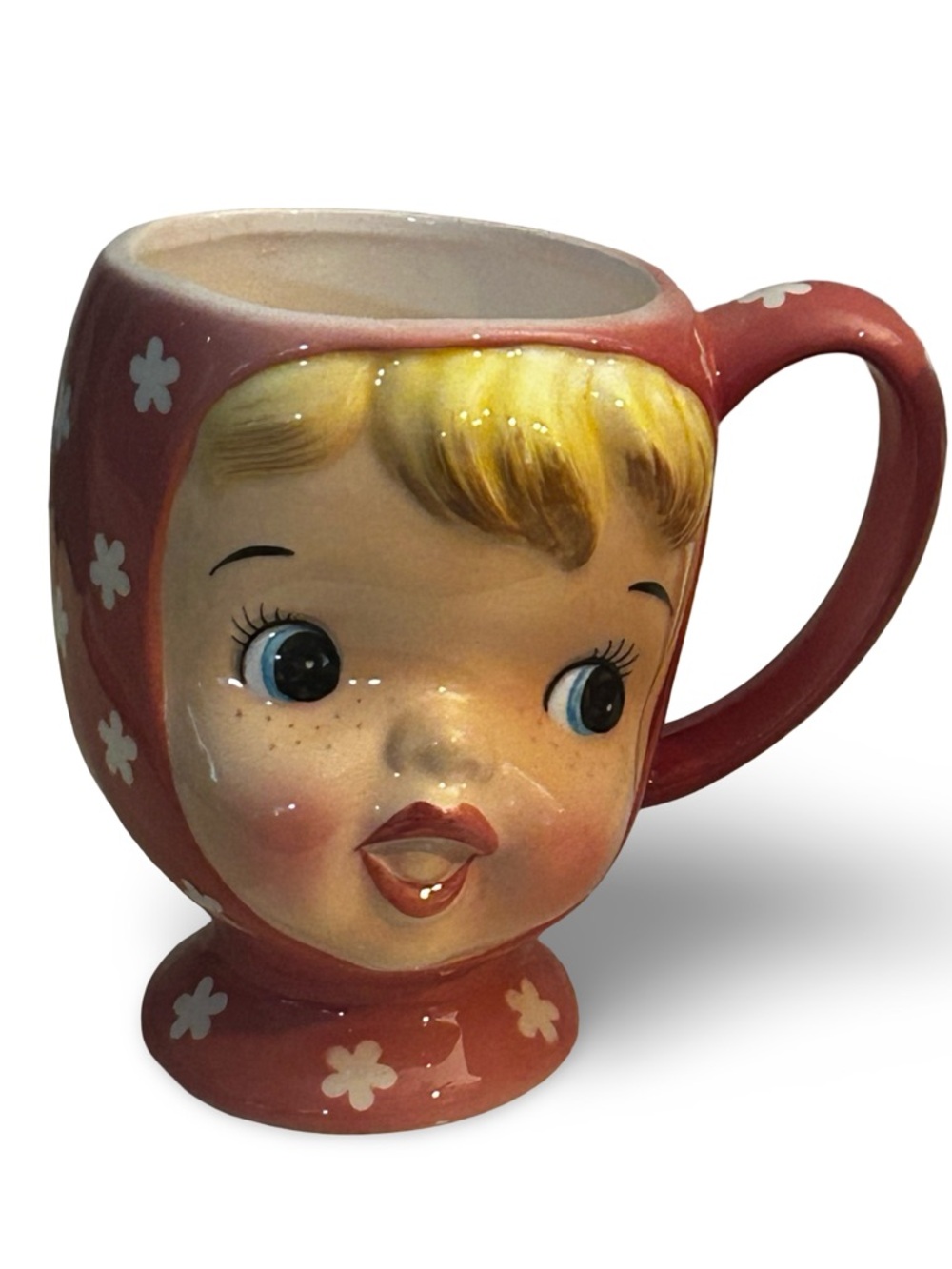 Vintage Napcoware Anthropomorphic Girl Face Mug Set 2 Japan Kitschy Ceramic Cups - Picture 6 of 8